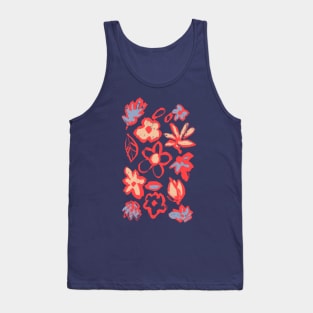 Red Floral Pattern Tank Top